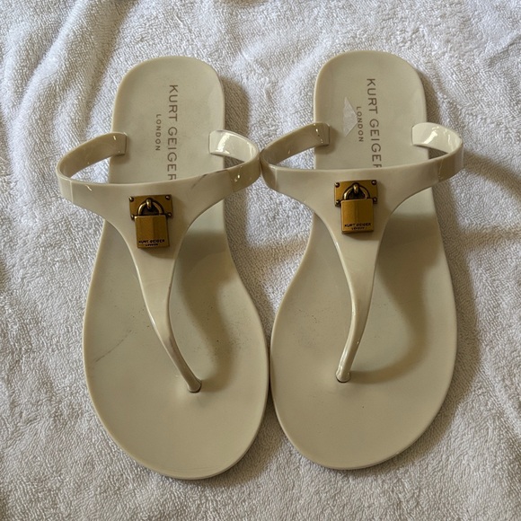 Kurt Geiger Shoes - Kurt Geiger Cream Sandals with Gold Accent
